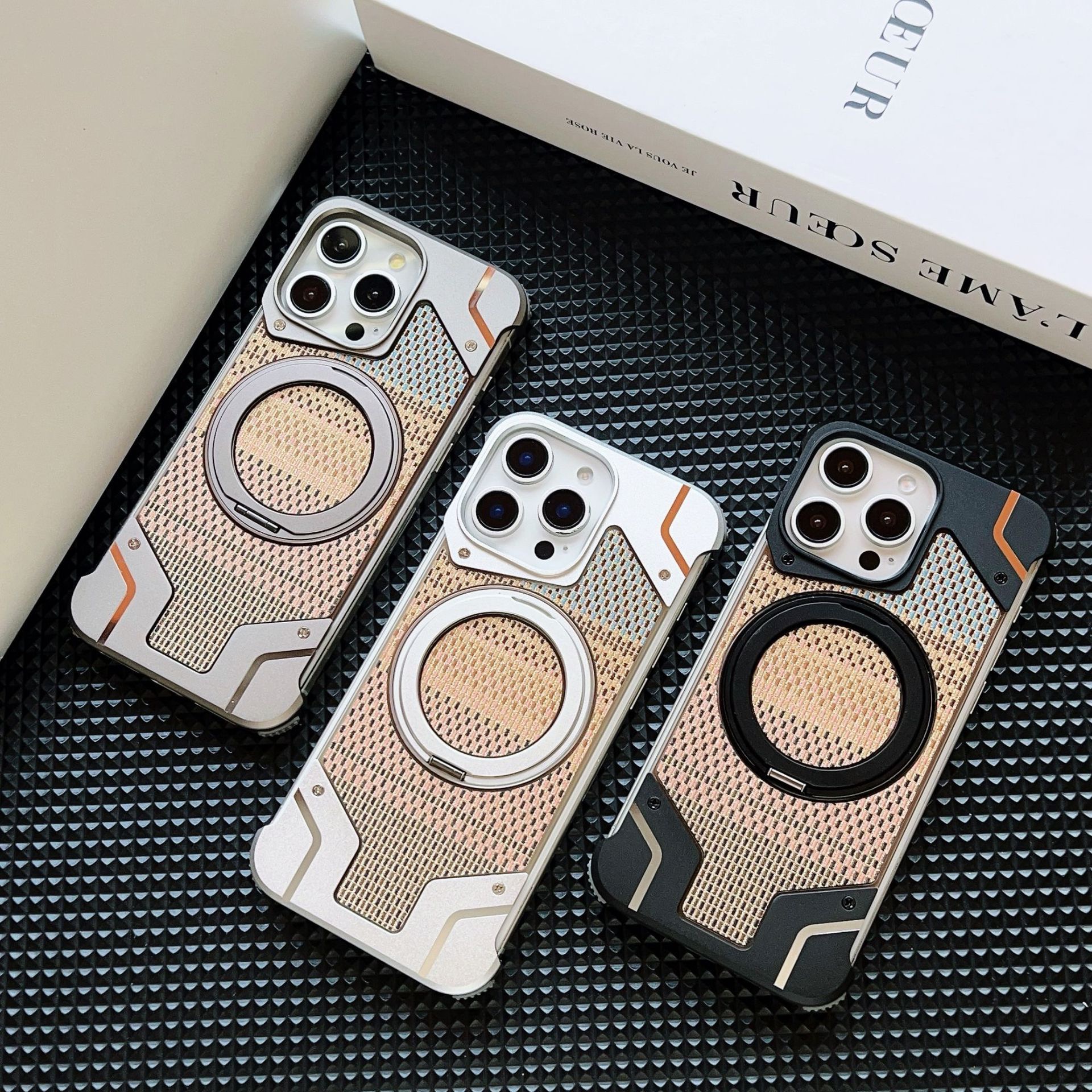 Gold wire silver aluminum alloy heat dissipation bracket magnetic mobile phone case