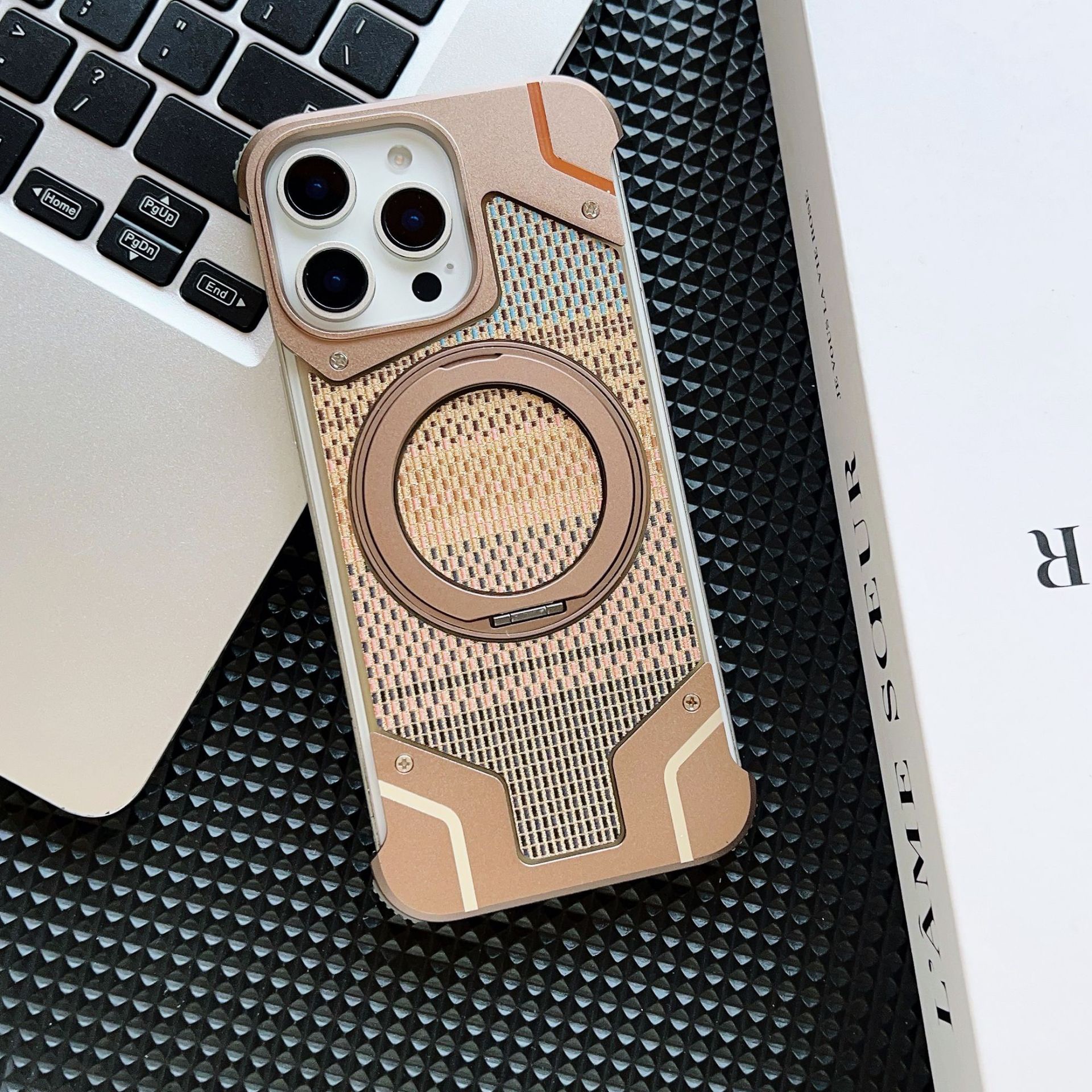 Gold wire silver aluminum alloy heat dissipation bracket magnetic mobile phone case