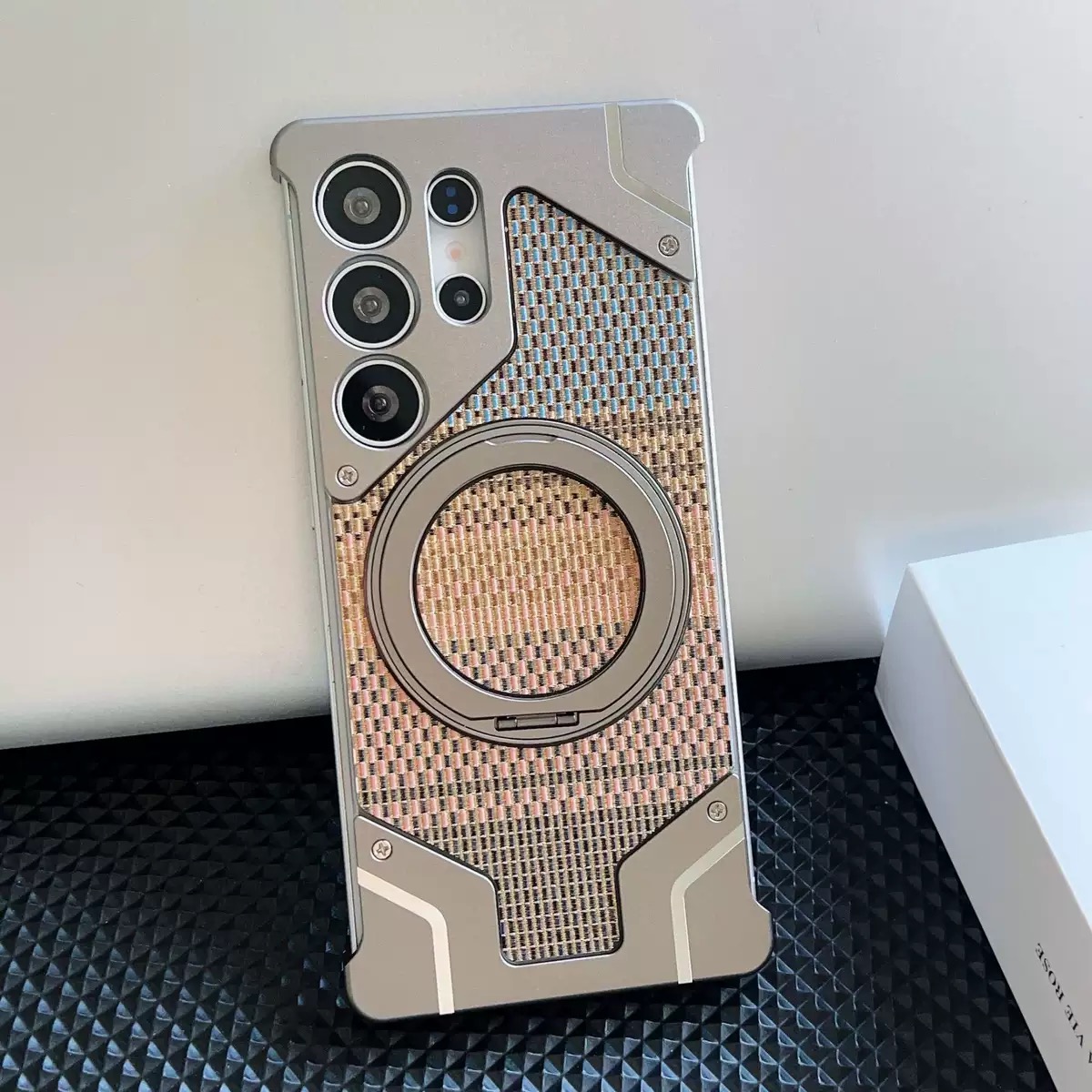 Gold wire silver aluminum alloy heat dissipation bracket magnetic mobile phone case