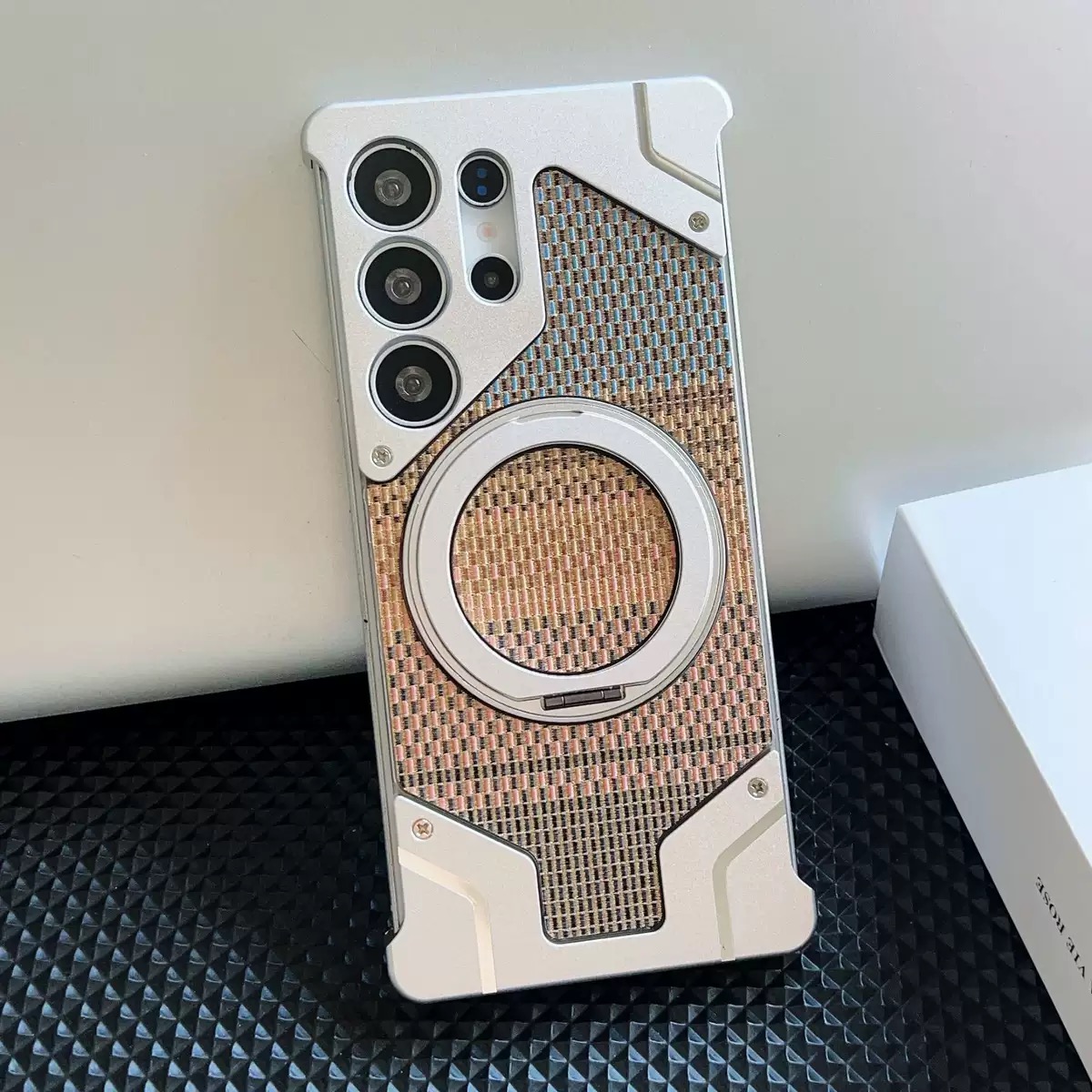 Gold wire silver aluminum alloy heat dissipation bracket magnetic mobile phone case