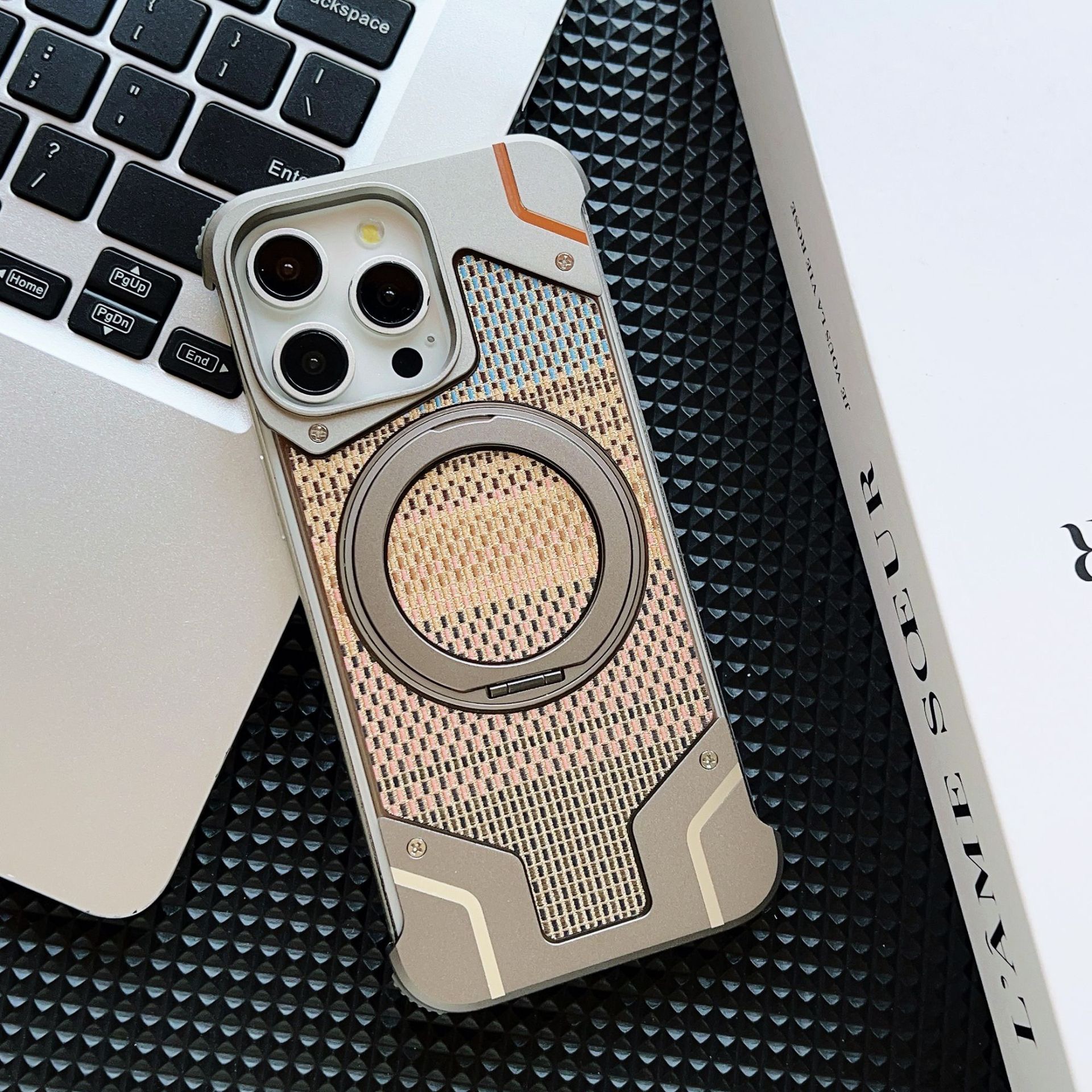Gold wire silver aluminum alloy heat dissipation bracket magnetic mobile phone case