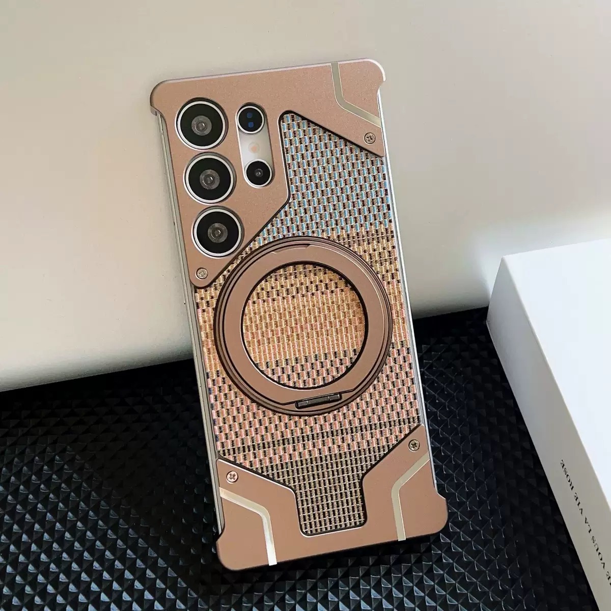Gold wire silver aluminum alloy heat dissipation bracket magnetic mobile phone case