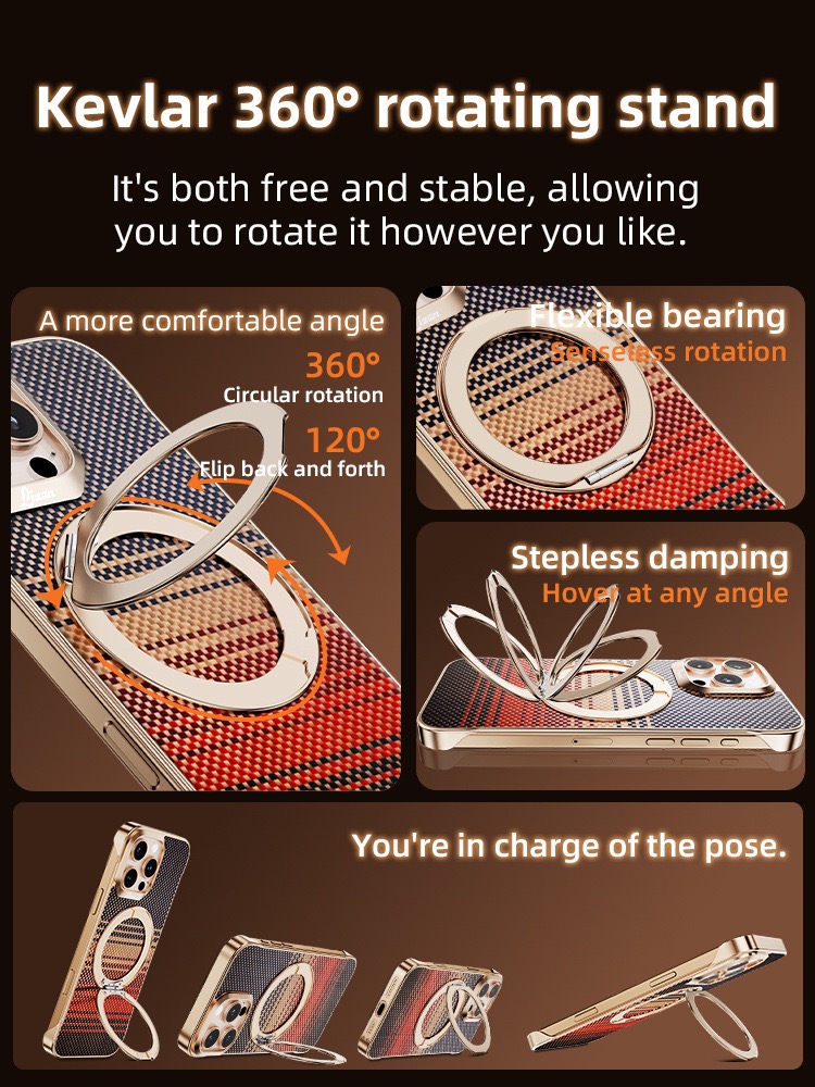 Kevlar Elegant Magnetic Rotating Bracket Phone Case