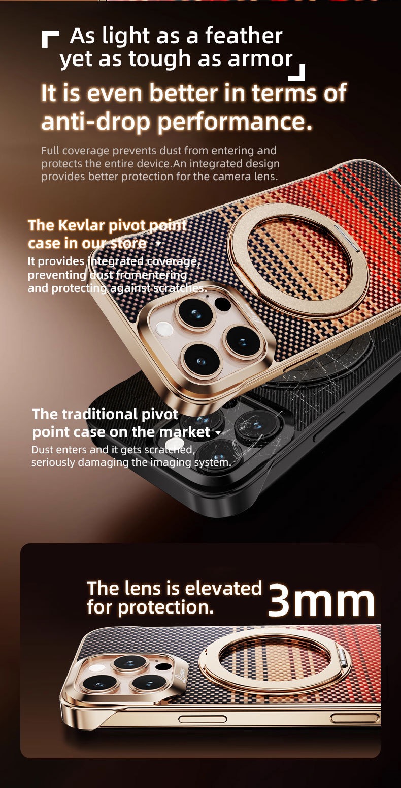 Kevlar Elegant Magnetic Rotating Bracket Phone Case