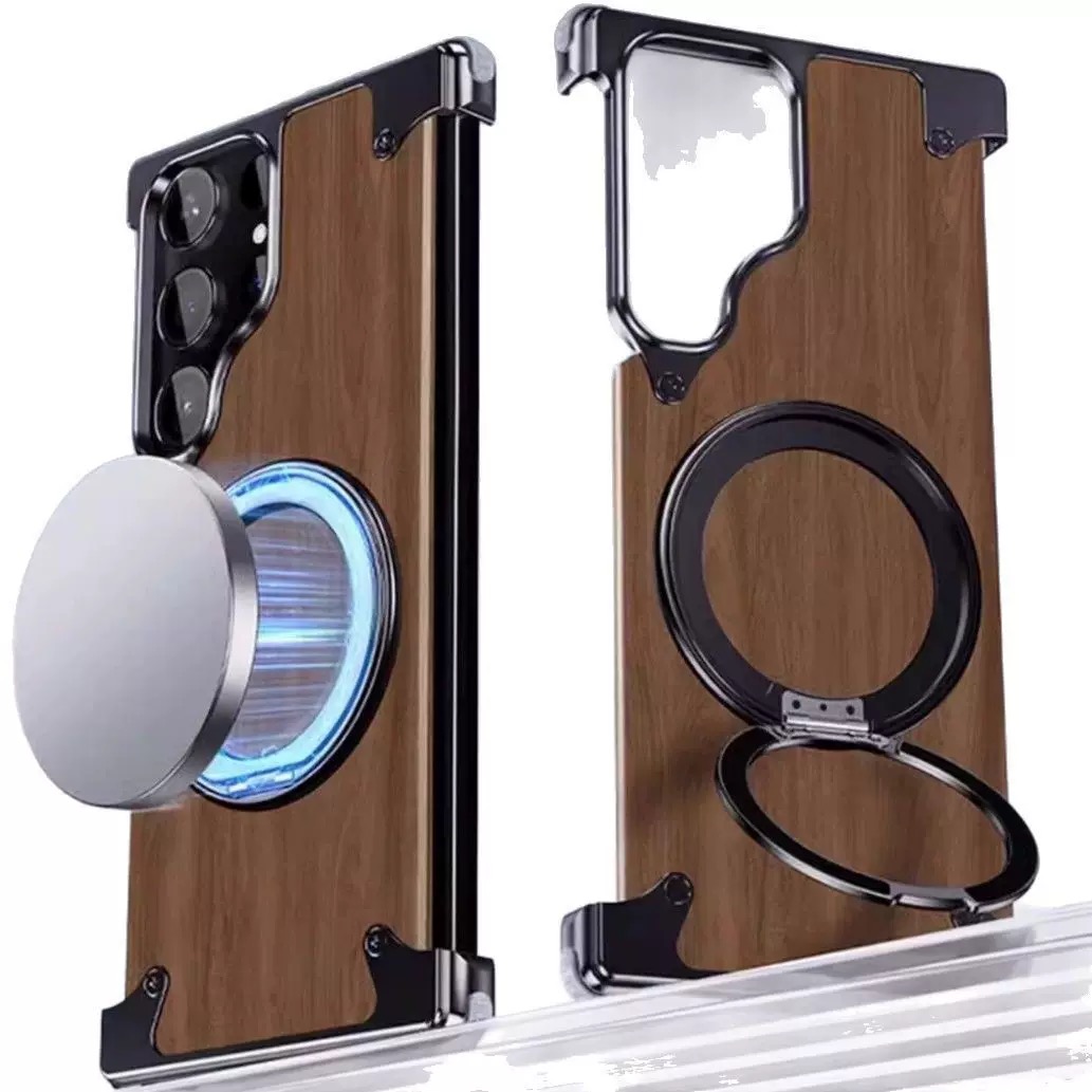 Designed Magnetic Walnut Metal Phone Case