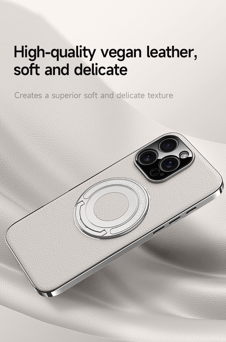 Hidden Bracket Magnetic Leather Pivot Case