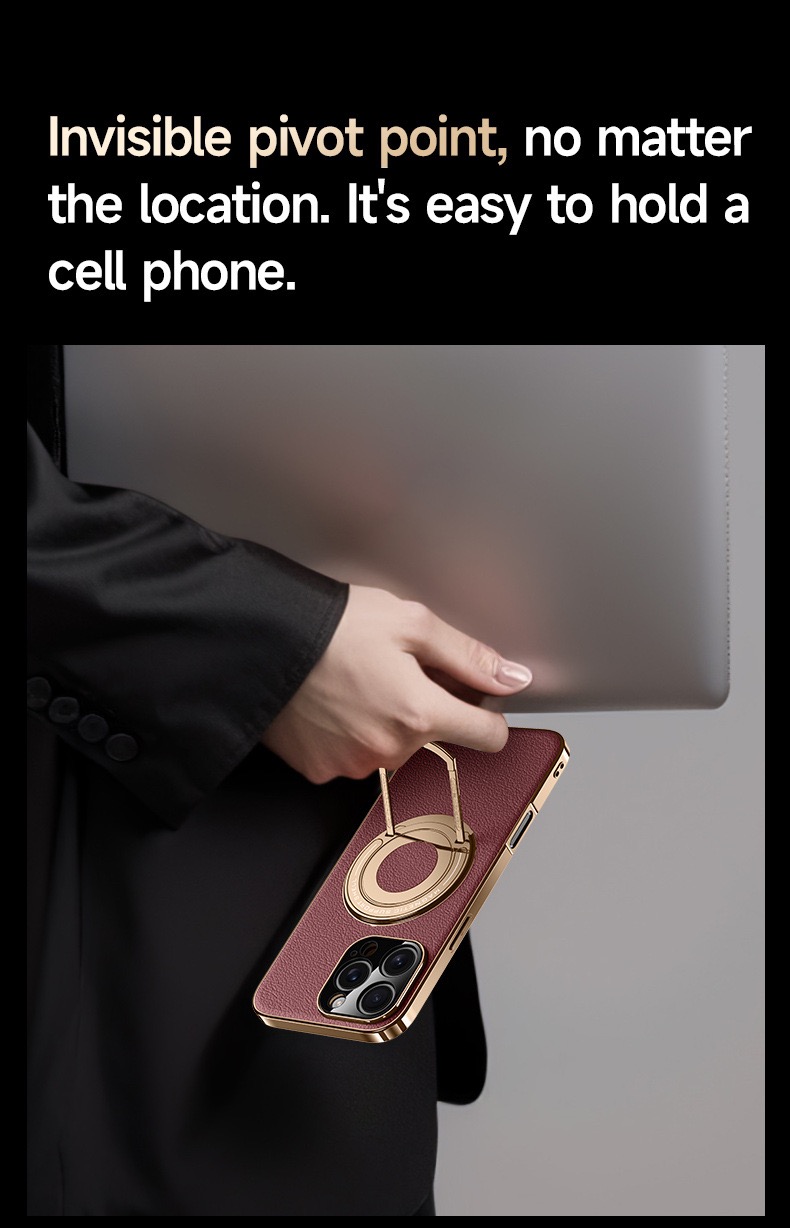 Hidden Bracket Magnetic Leather Pivot Case