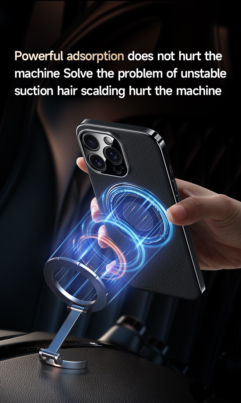Hidden Bracket Magnetic Leather Pivot Case