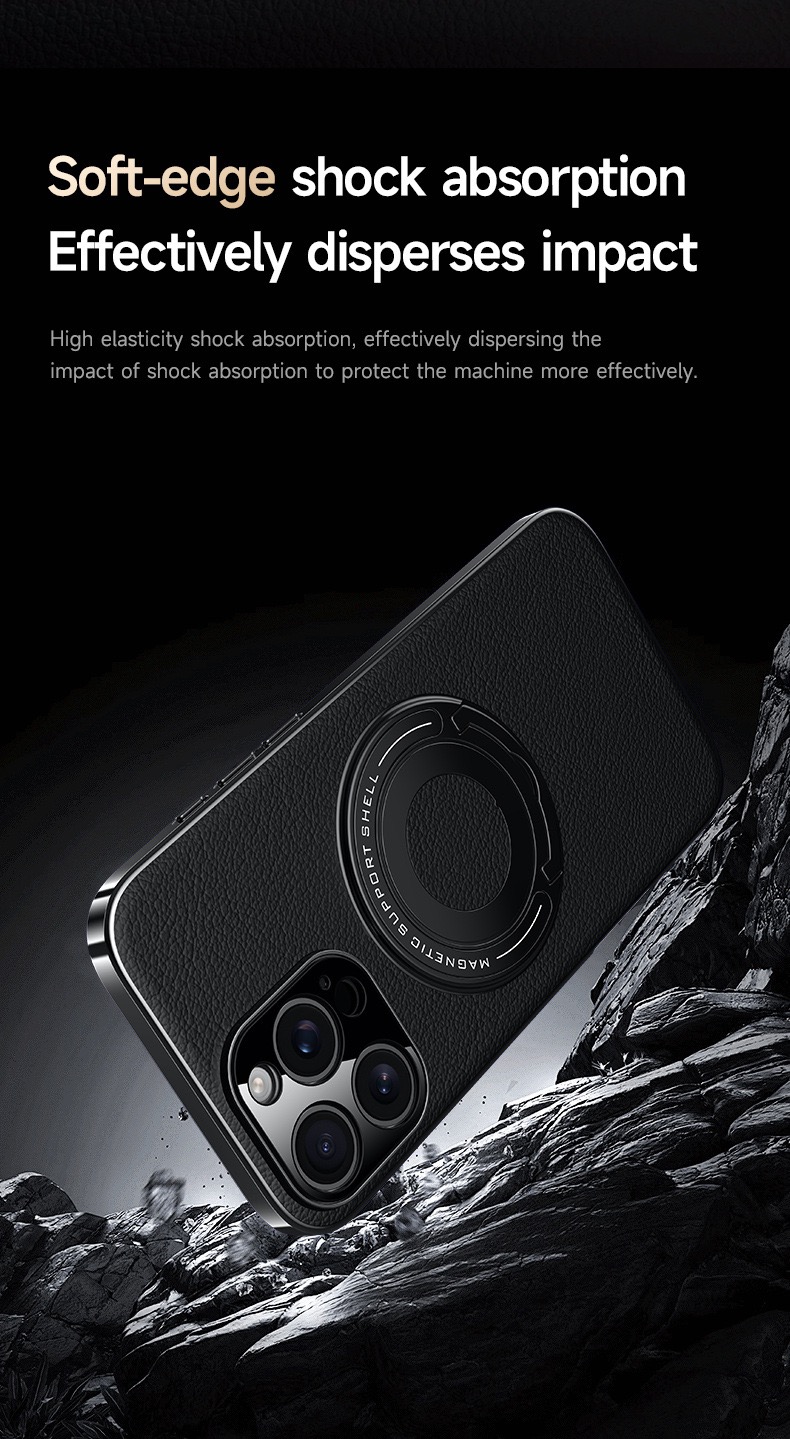 Hidden Bracket Magnetic Leather Pivot Case