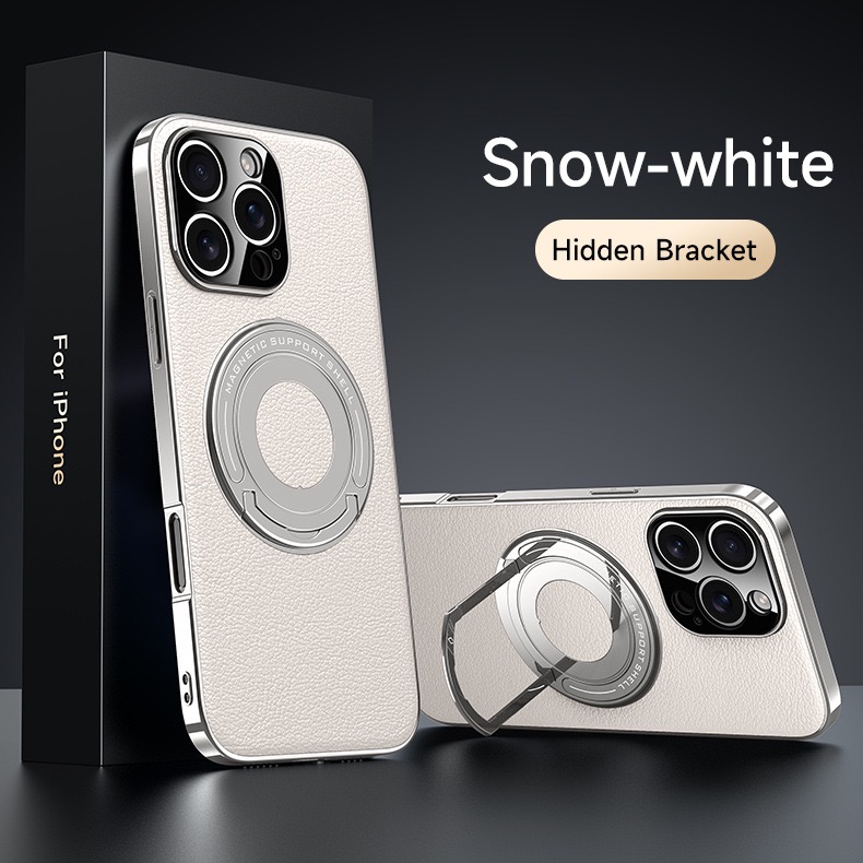 Hidden Bracket Magnetic Leather Pivot Case