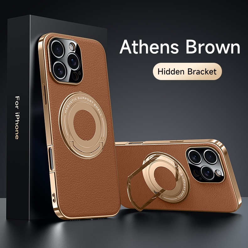 Hidden Bracket Magnetic Leather Pivot Case