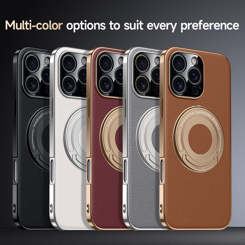 Hidden Bracket Magnetic Leather Pivot Case