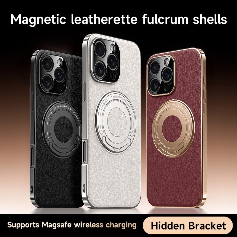 Hidden Bracket Magnetic Leather Pivot Case