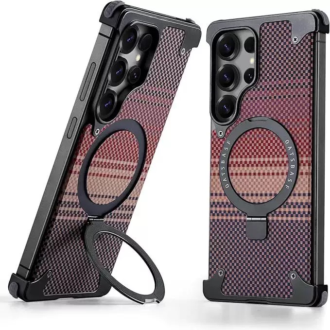 Kevlar Carbon Fiber Pattern Magnetic Bracket Phone Case