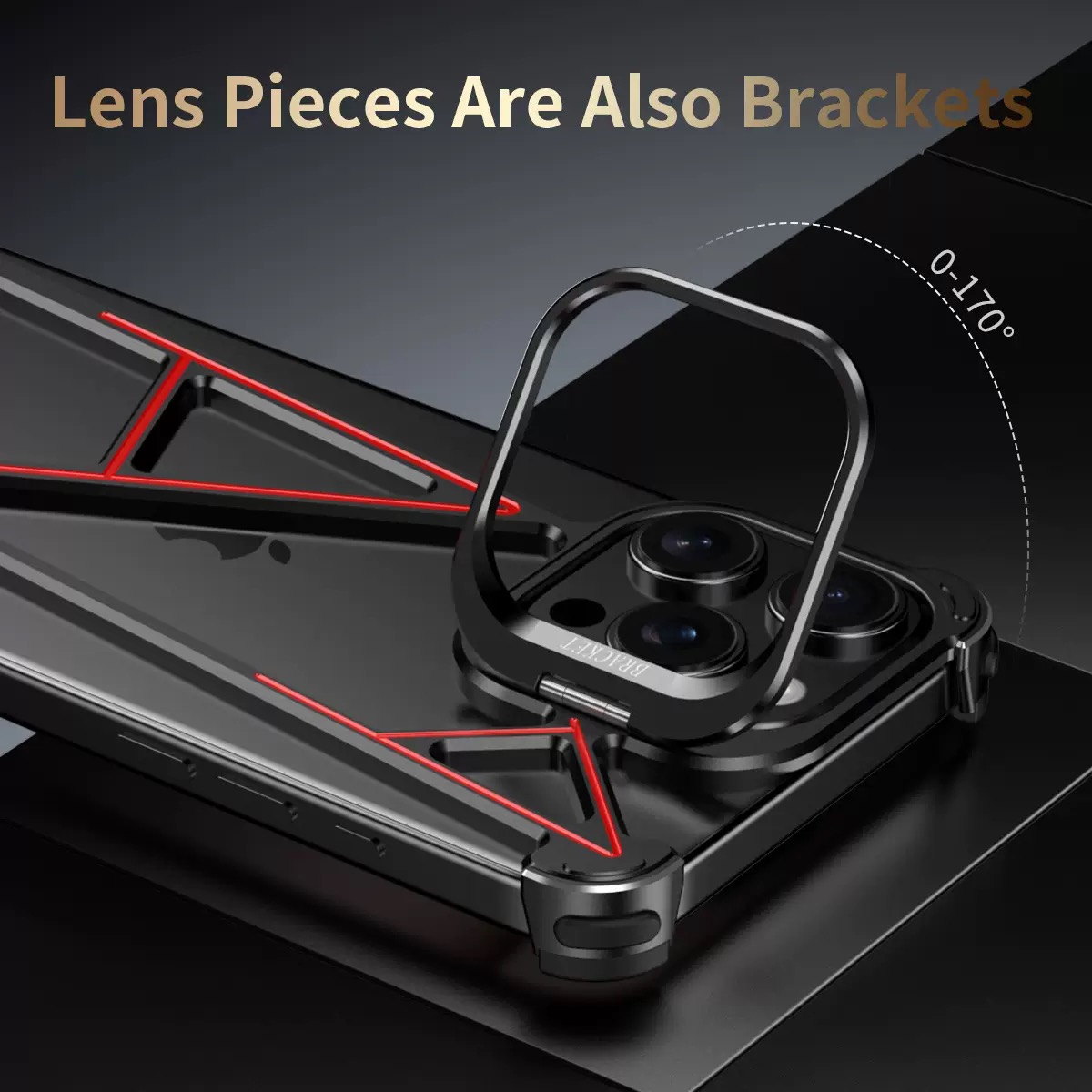 Innovative A-shaped Metal Lens Holder Phone Case