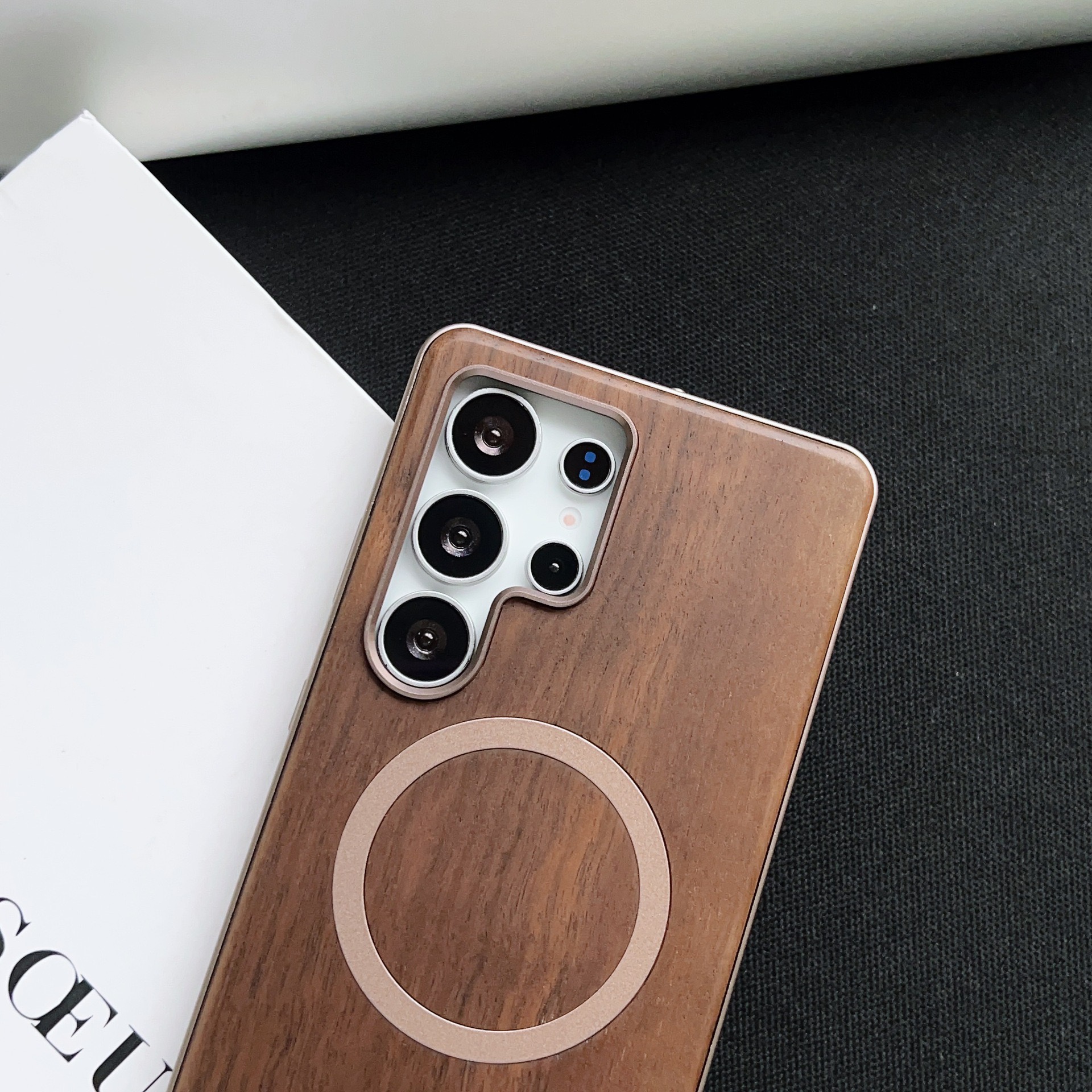 Walnut Metal Snap Frame Magnetic Phone Case