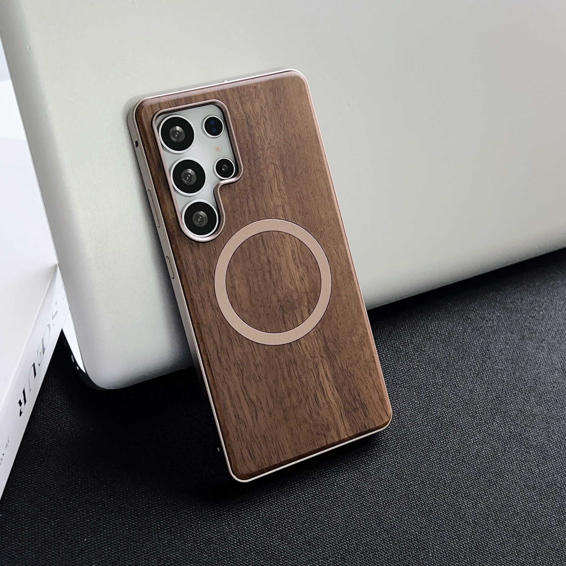 Walnut Metal Snap Frame Magnetic Phone Case