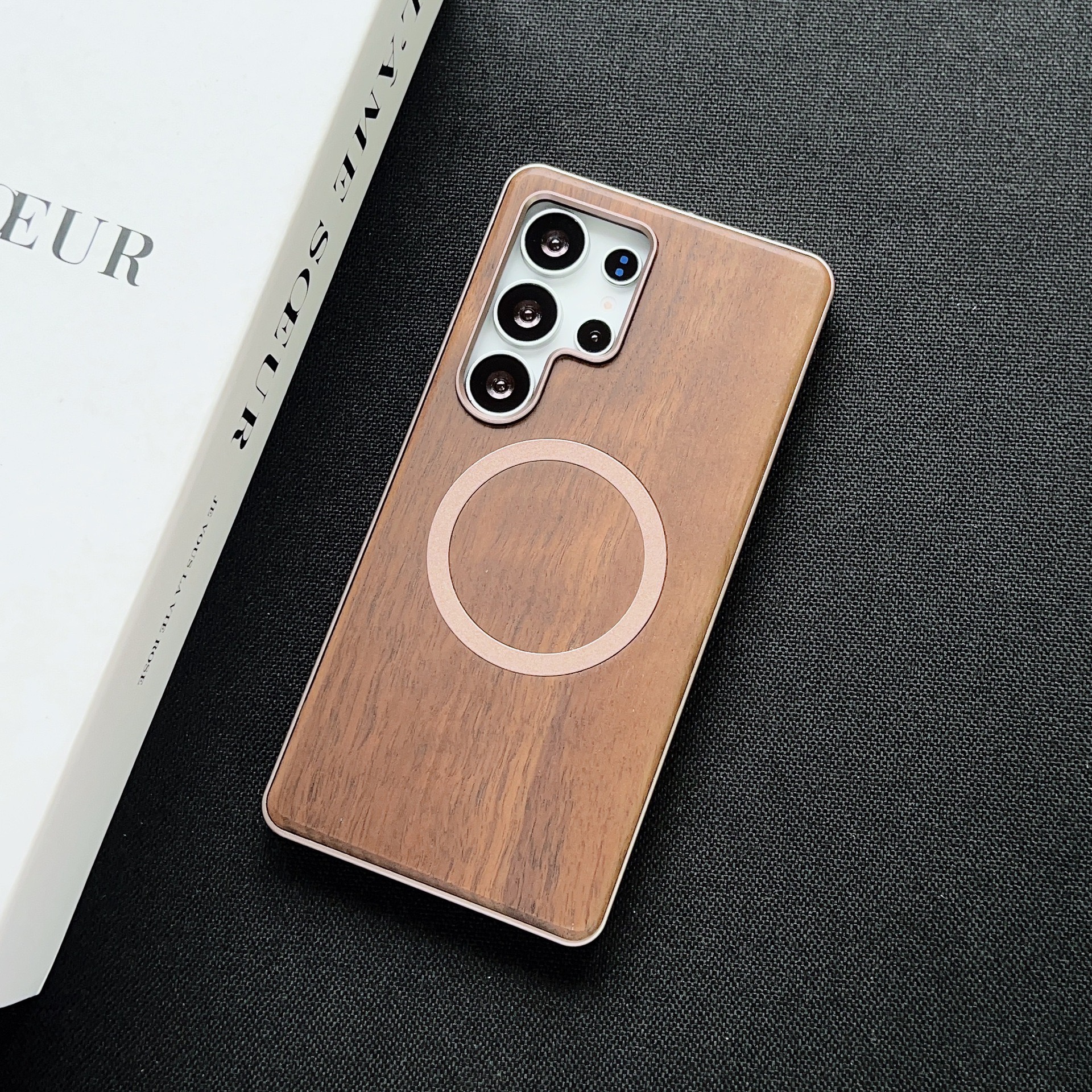 Walnut Metal Snap Frame Magnetic Phone Case