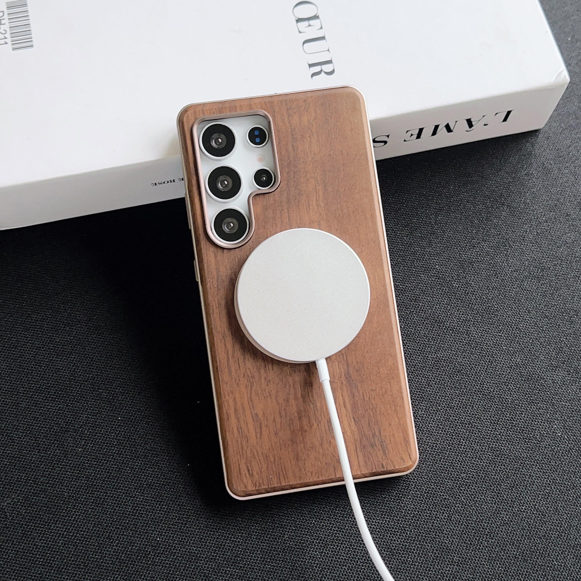 Walnut Metal Snap Frame Magnetic Phone Case