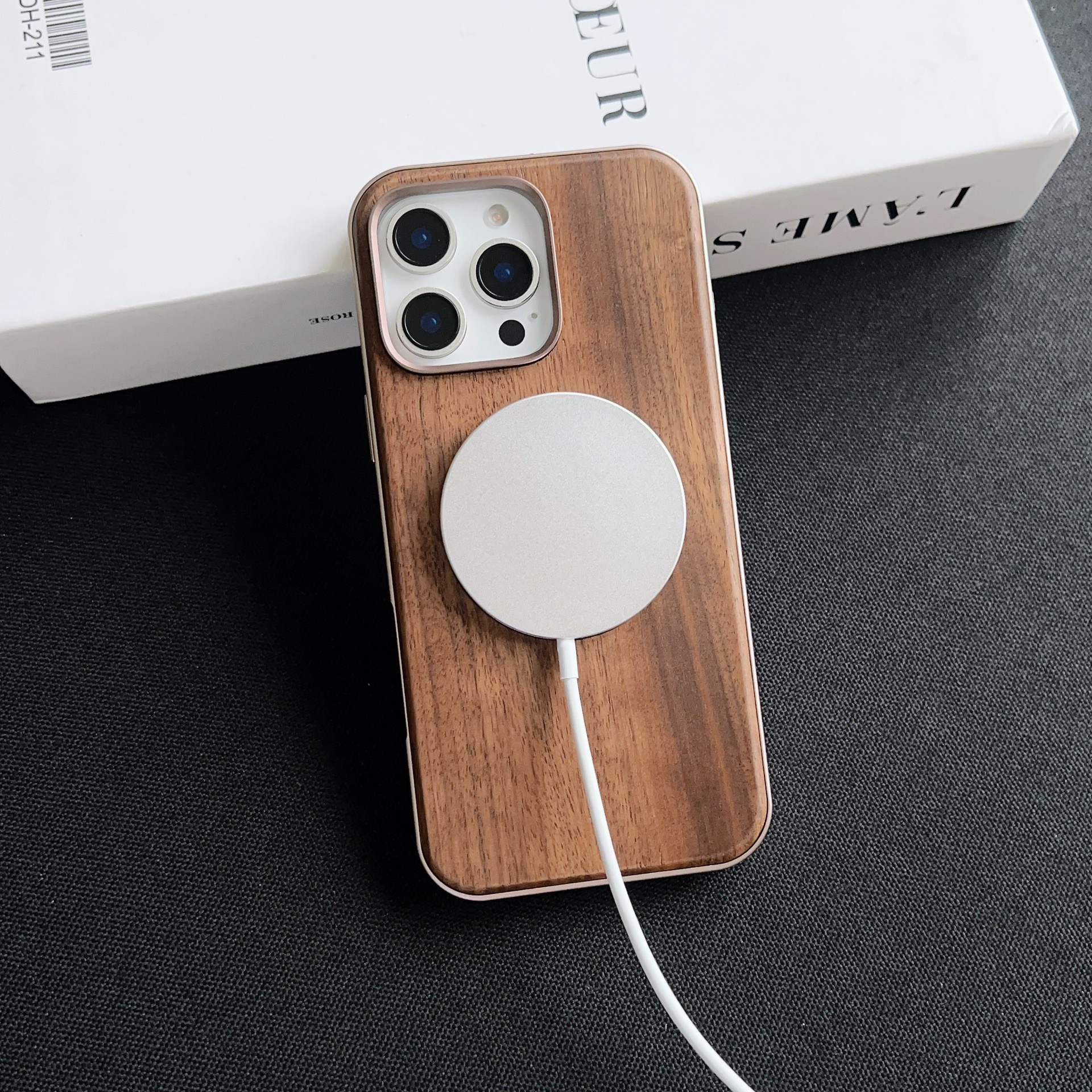 Walnut Metal Snap Frame Magnetic Phone Case
