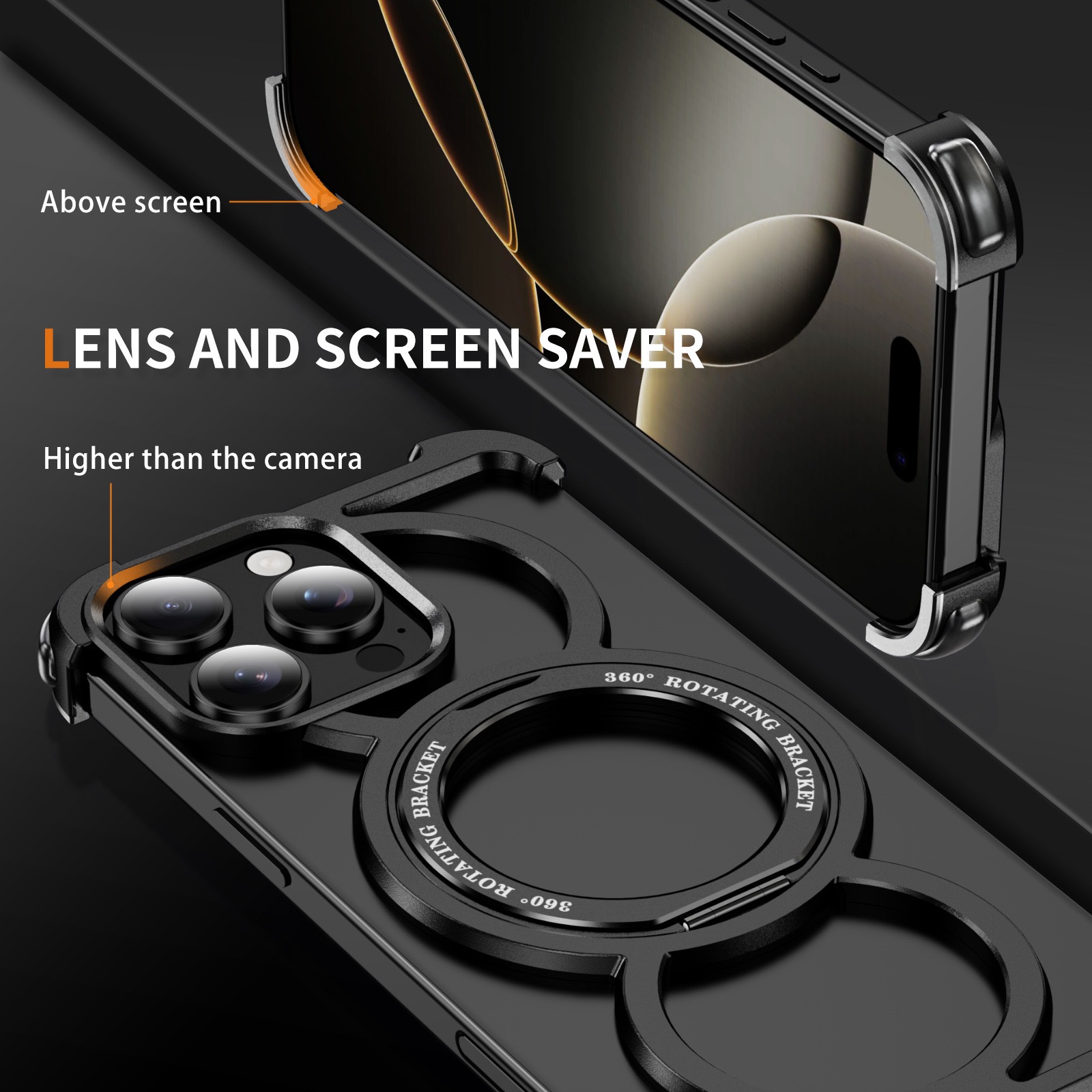 Audi Ring Metal Magnetic Rotating Bracket Phone Case