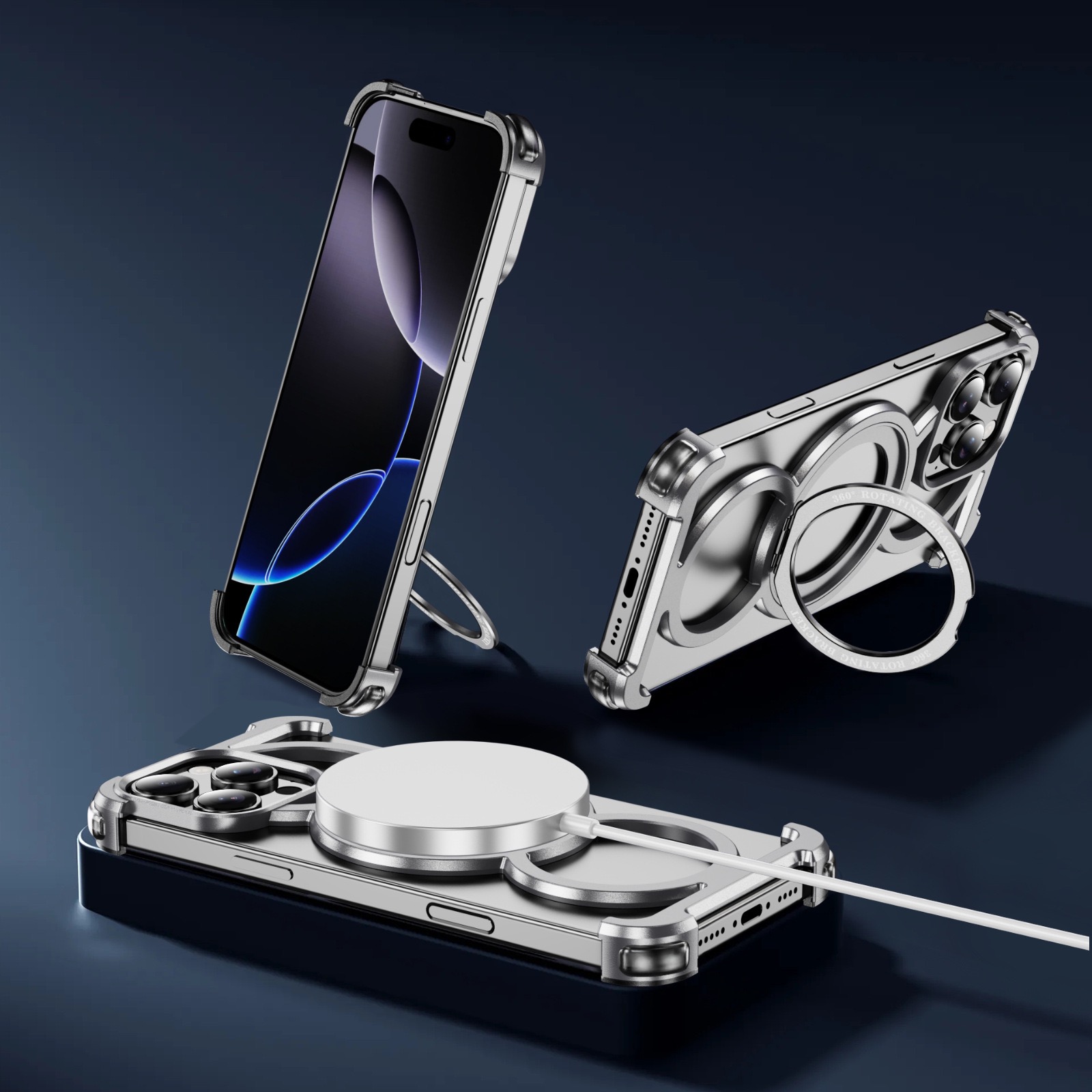 Audi Ring Metal Magnetic Rotating Bracket Phone Case