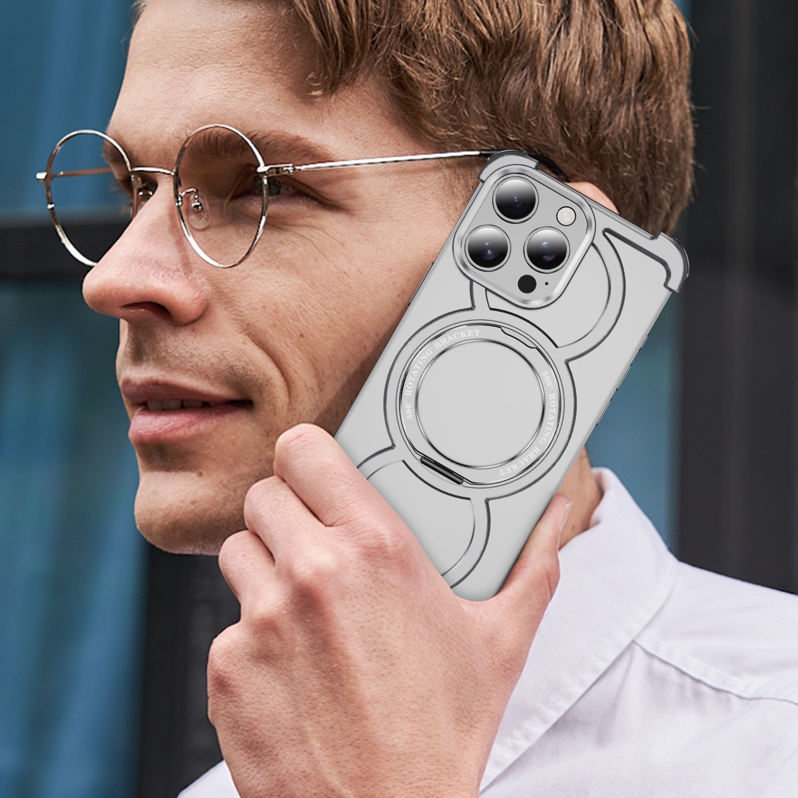 Audi Ring Metal Magnetic Rotating Bracket Phone Case