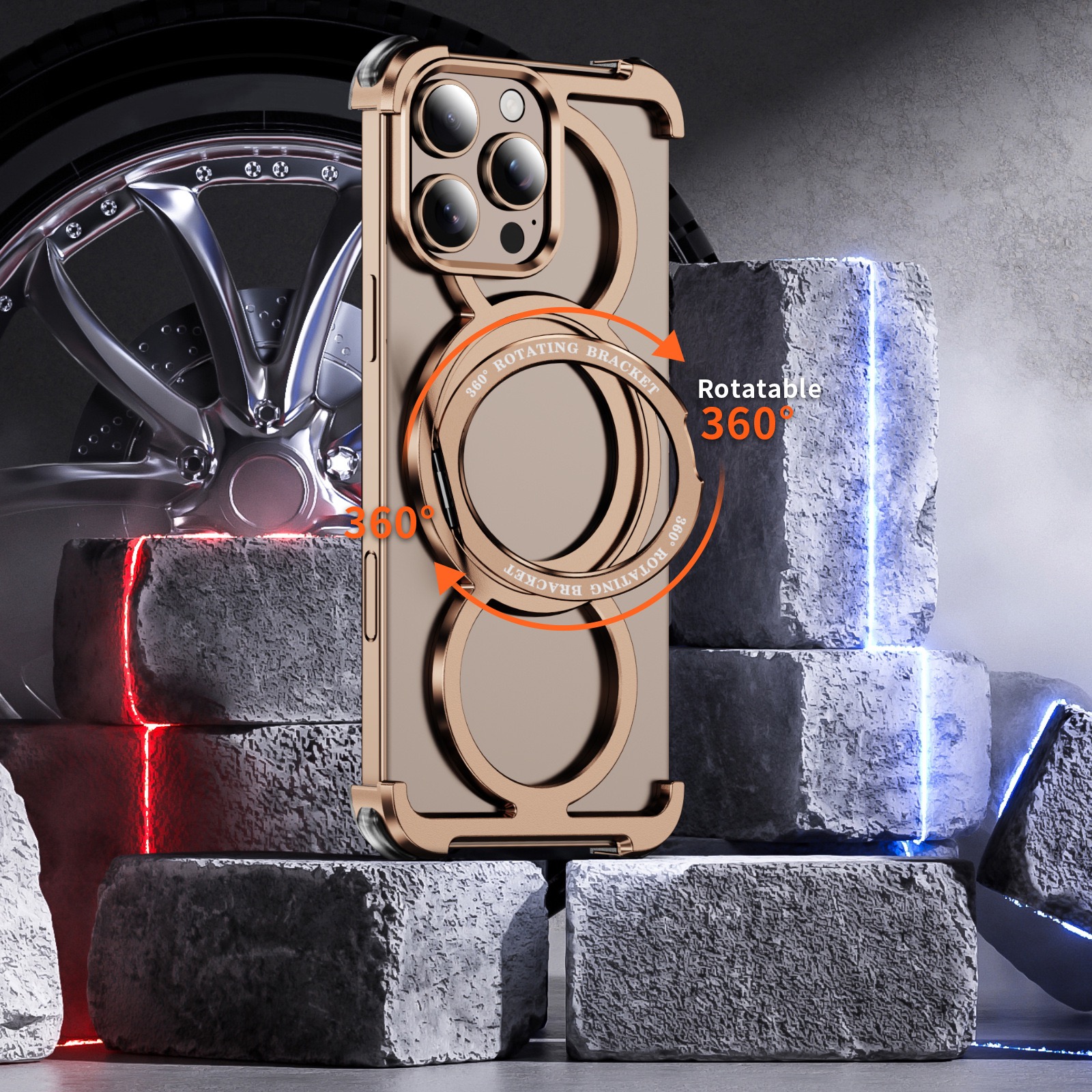 Audi Ring Metal Magnetic Rotating Bracket Phone Case