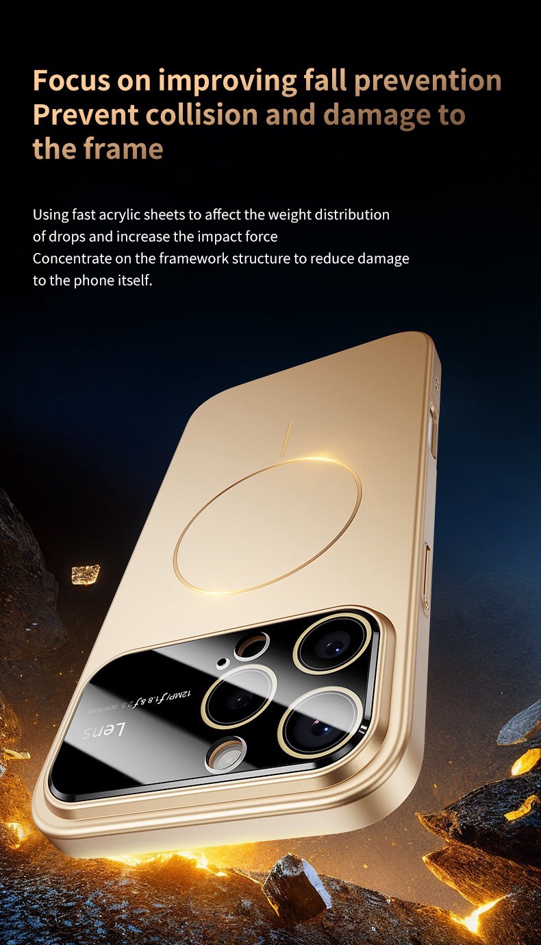 Large window lens protection high gloss magnetic phone case