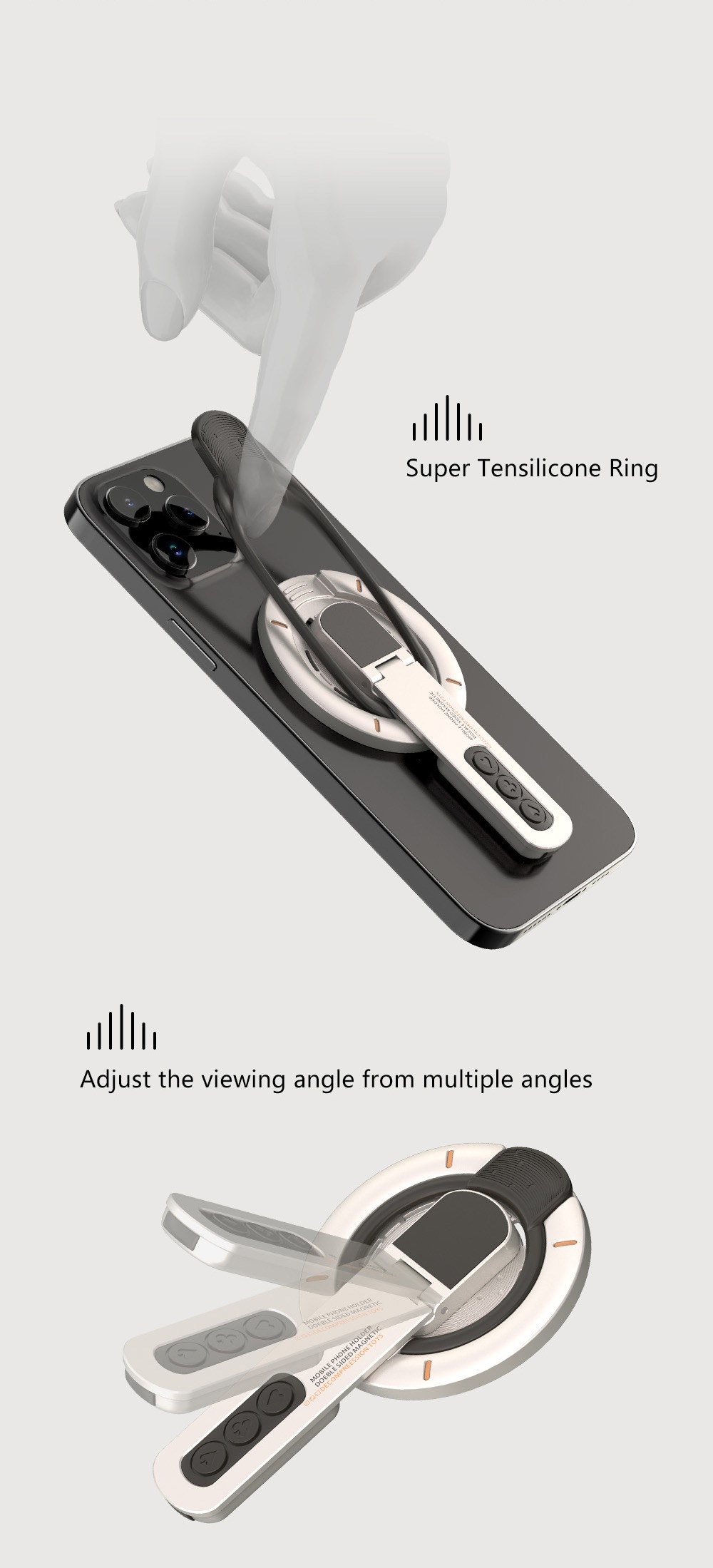 Double-sided Magnetic Ring Decompression Mobile Phone Holder