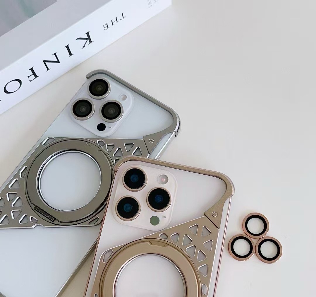 Innovative metal heat dissipation frameless rotating magnetic bracket mobile phone case