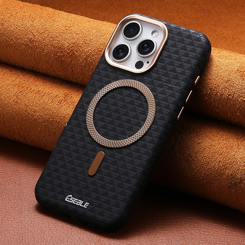 Premium Triangle Pattern Leather Magnetic Phone Case