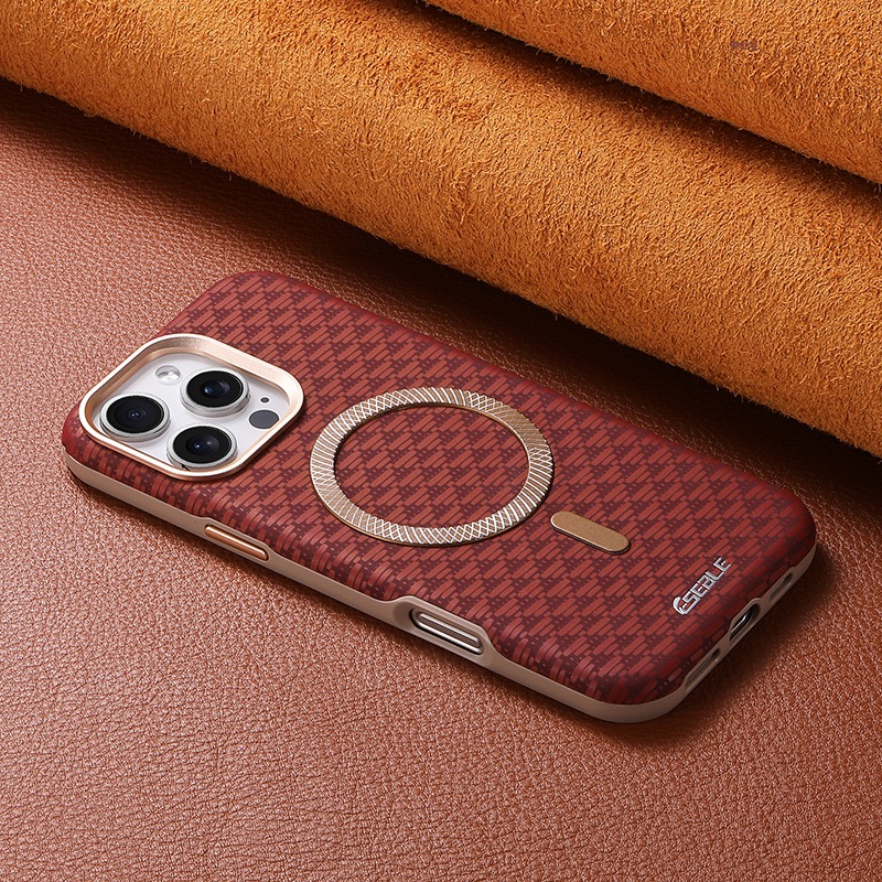 Premium Triangle Pattern Leather Magnetic Phone Case