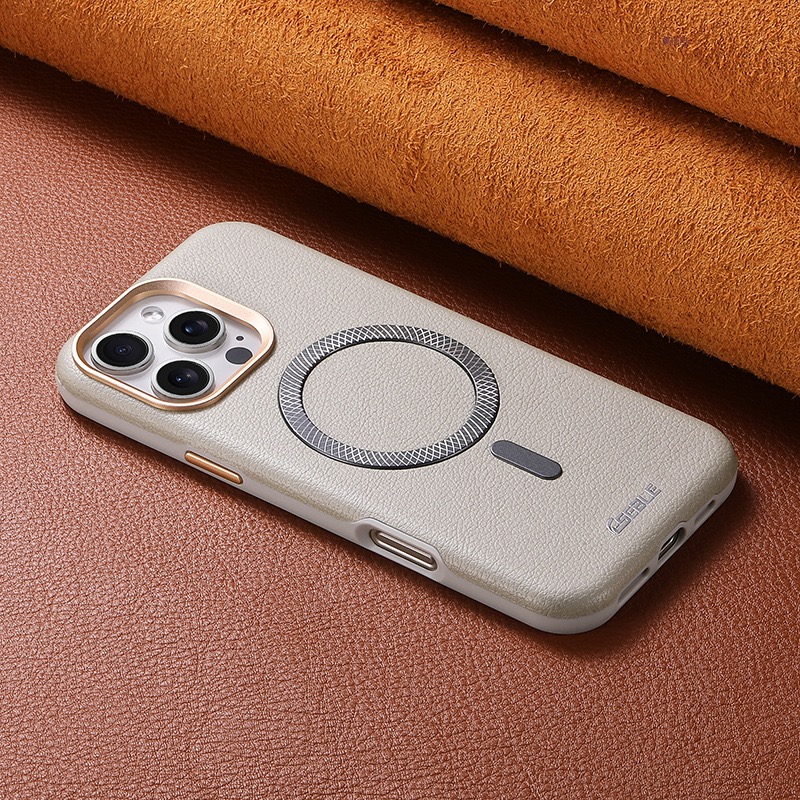 Litchi leather magnetic drop-resistant phone case