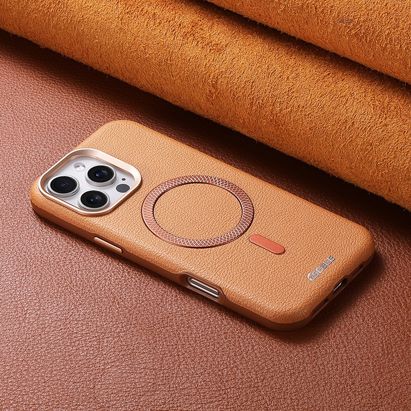 Litchi leather magnetic drop-resistant phone case