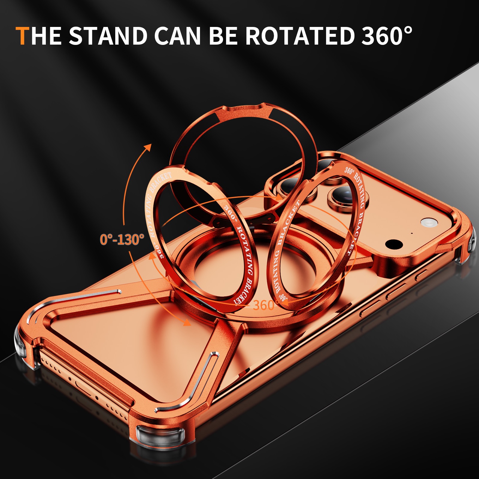 New Skeleton Metal Rotating Bracket Magnetic Phone Case