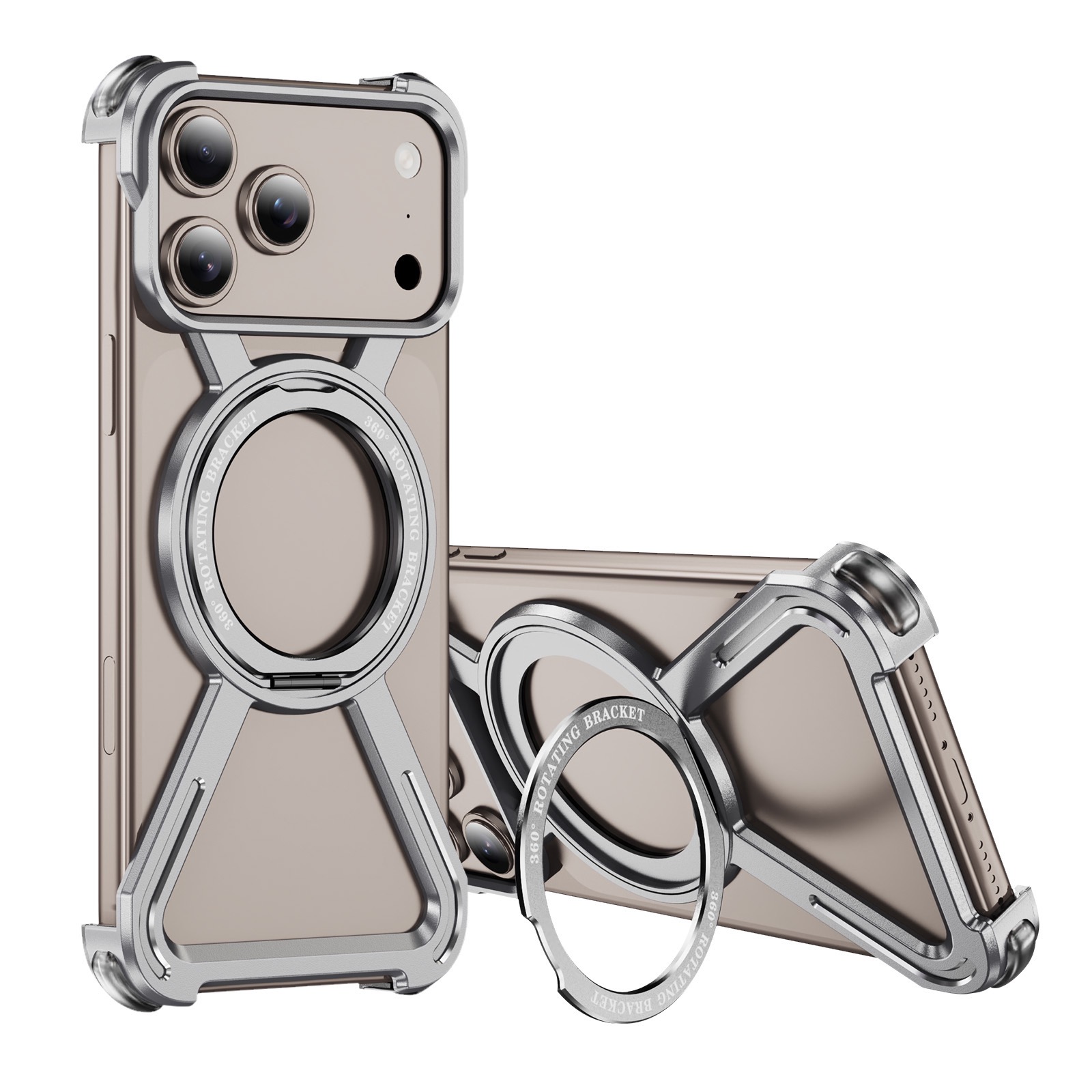 New Skeleton Metal Rotating Bracket Magnetic Phone Case