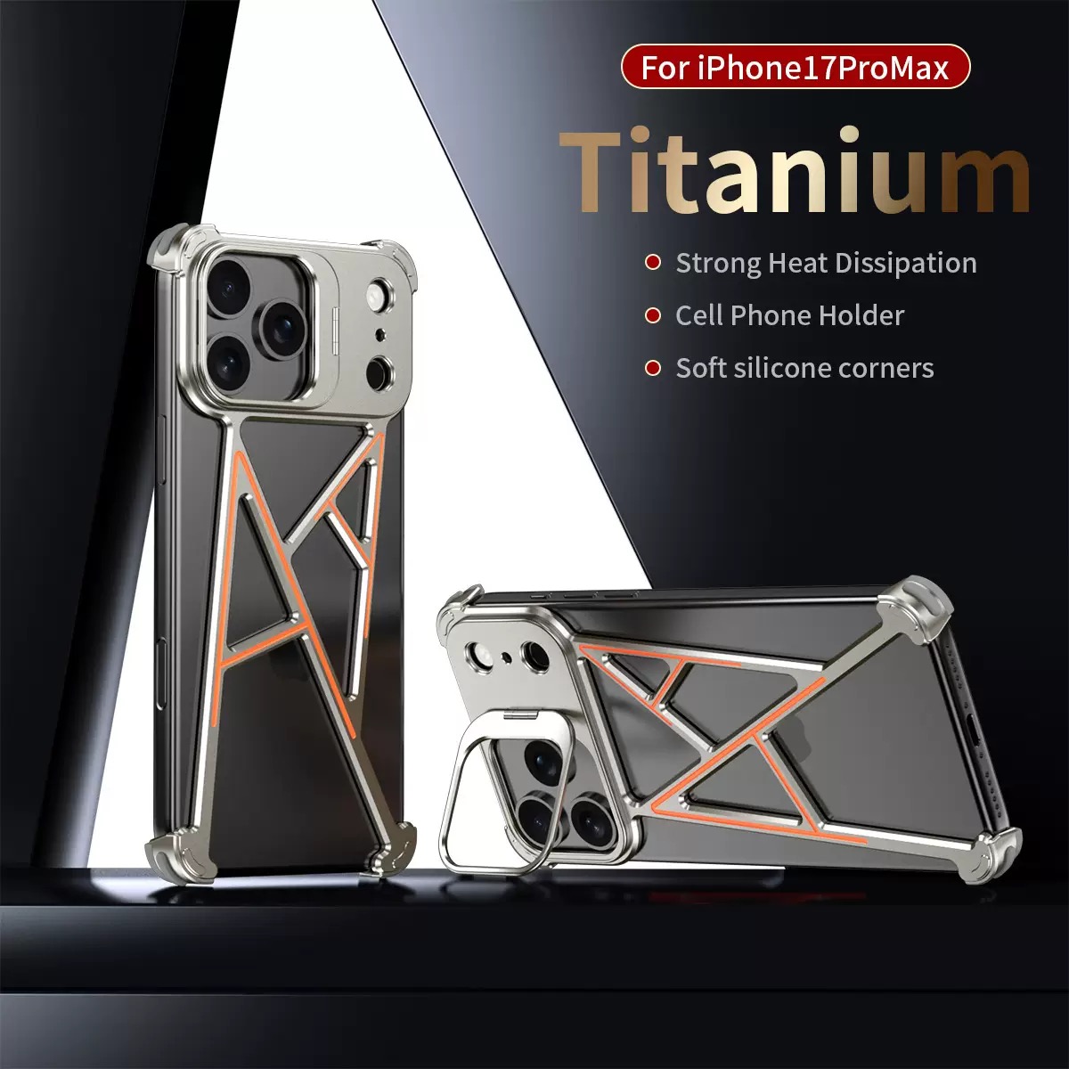 Innovative A-shaped Metal Lens Holder Phone Case