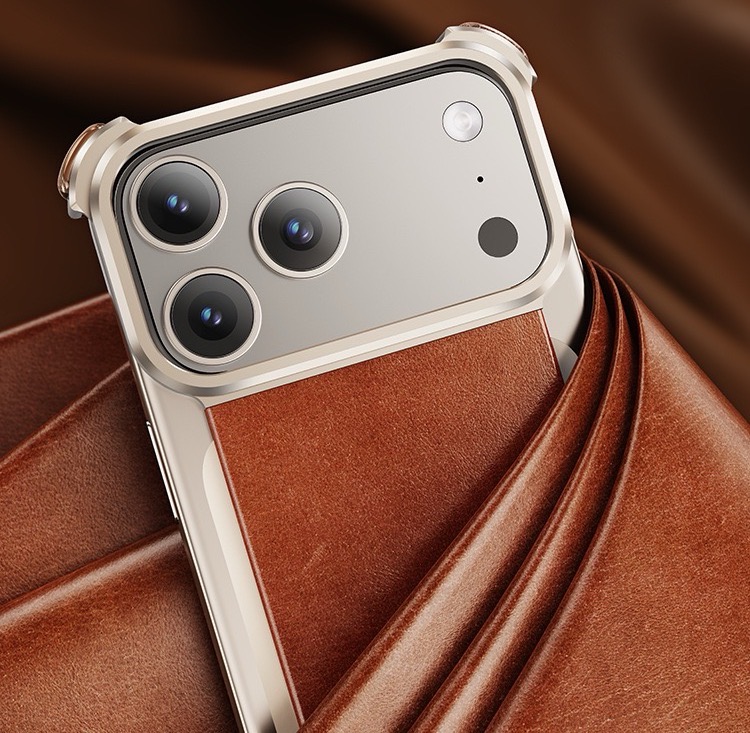 Metal Leather Hidden Bracket Magnetic Mobile Phone Case