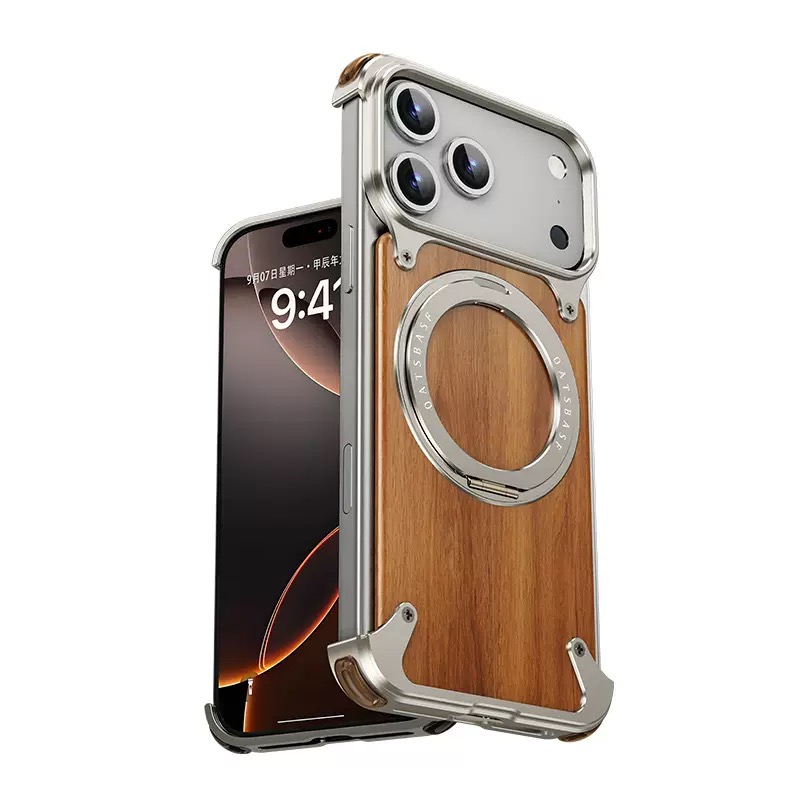 Designed Magnetic Walnut Metal Phone Case