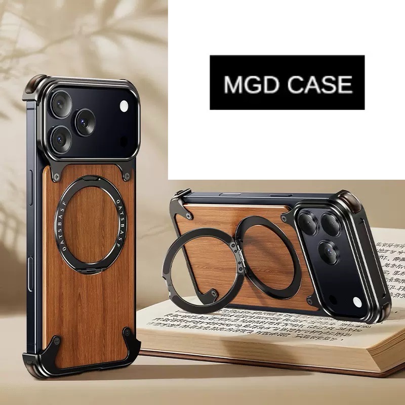 Designed Magnetic Walnut Metal Phone Case