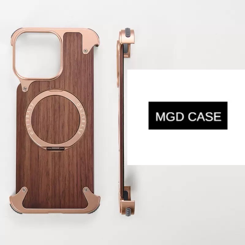 Designed Magnetic Walnut Metal Phone Case