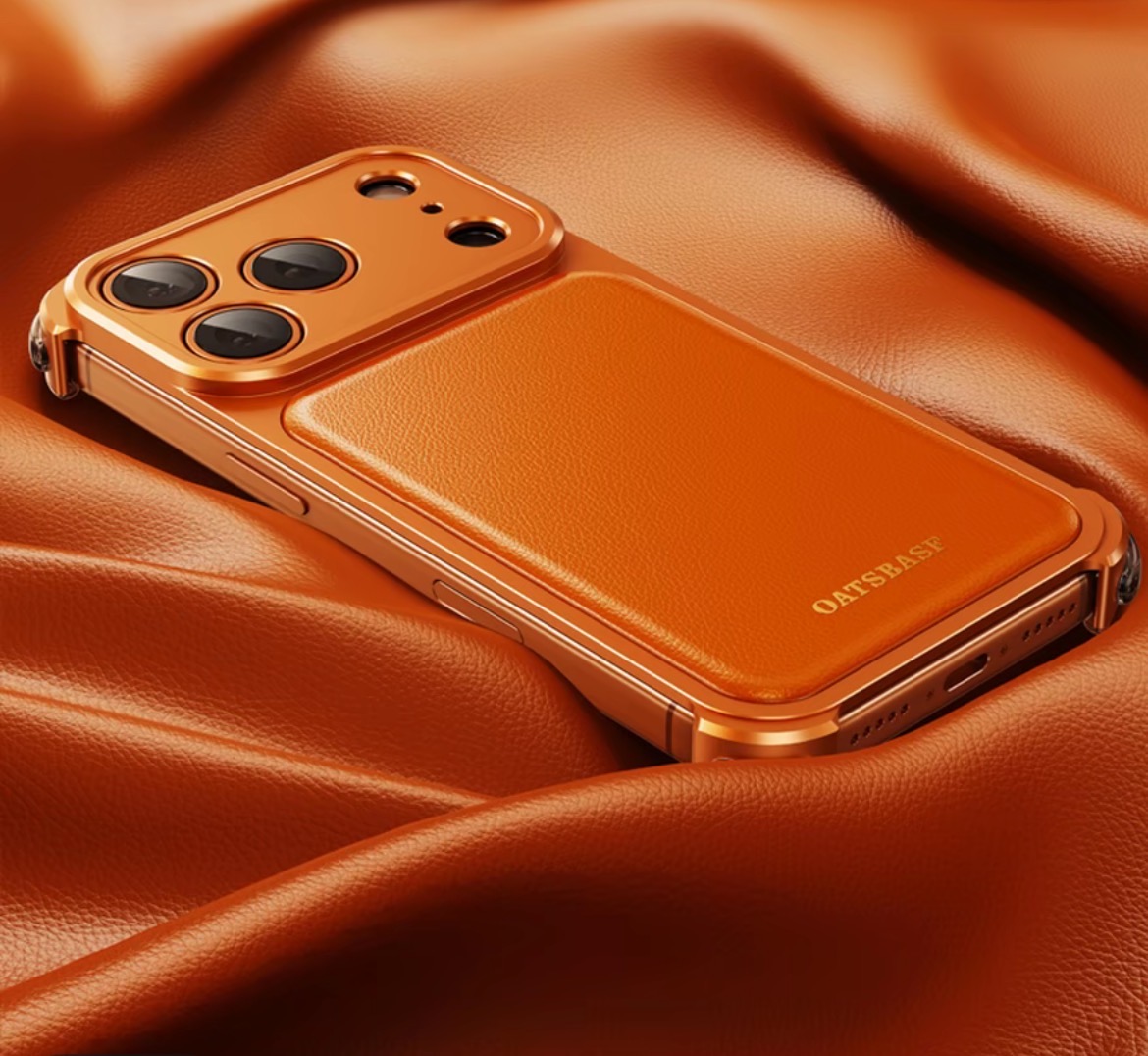 Luxury Metal Leather Borderless Magnetic Phone Case