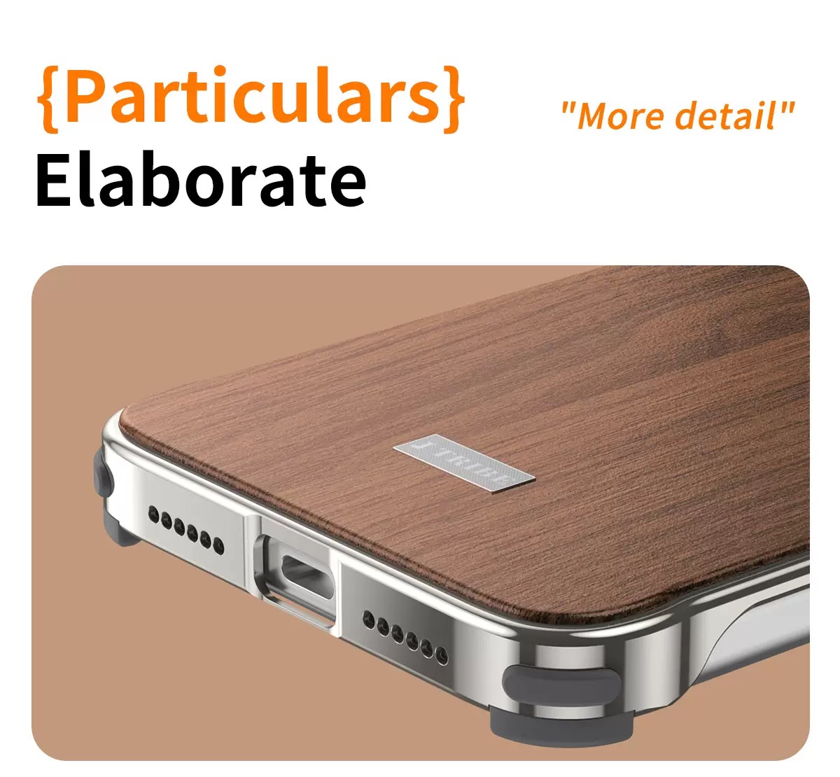 Metal Frameless Wood Grain Magnetic Phone Case