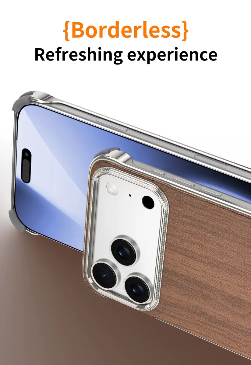 Metal Frameless Wood Grain Magnetic Phone Case