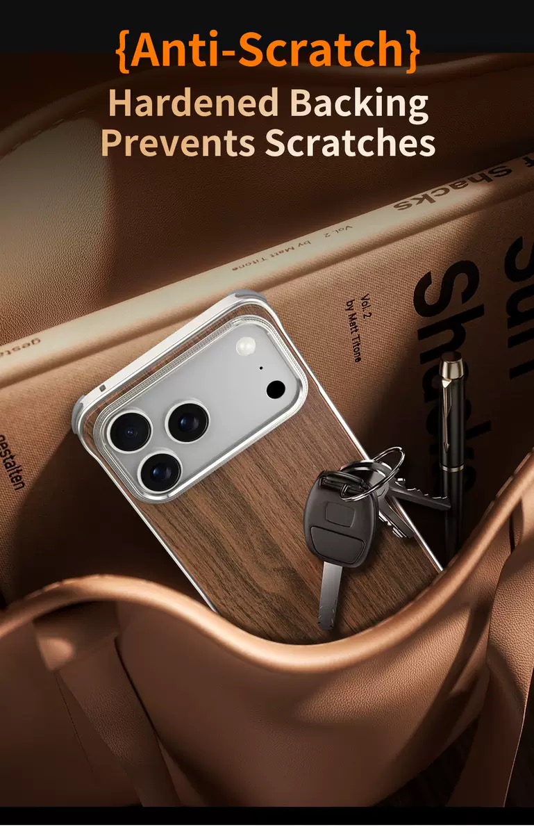 Metal Frameless Wood Grain Magnetic Phone Case