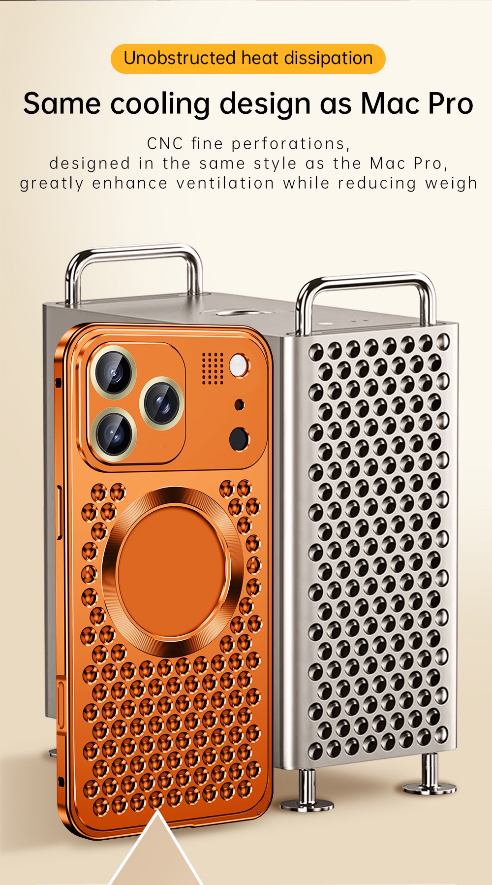 Super Cool Heat Dissipation Anti-fall Metal Magnetic Phone Case