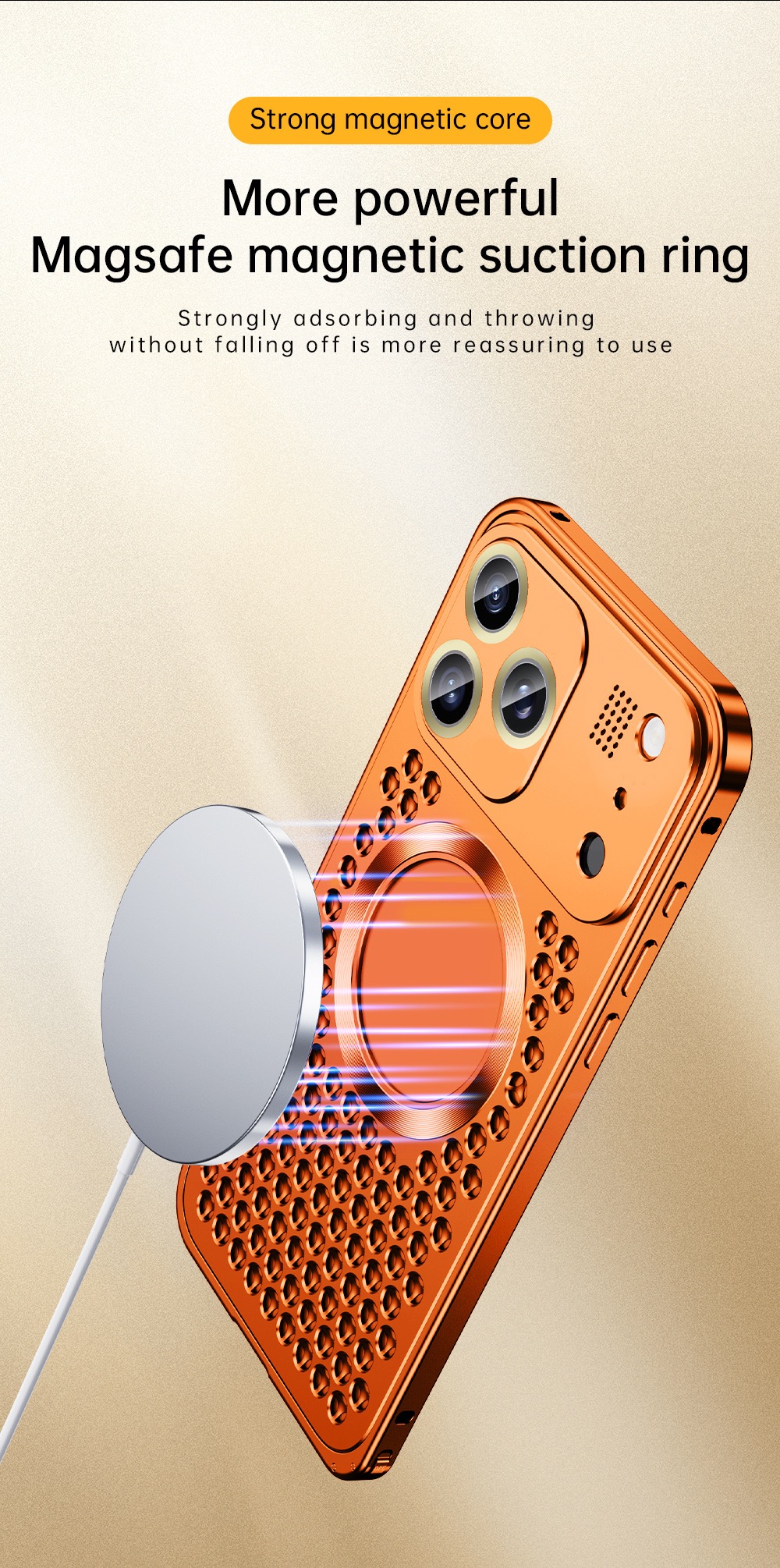 Super Cool Heat Dissipation Anti-fall Metal Magnetic Phone Case