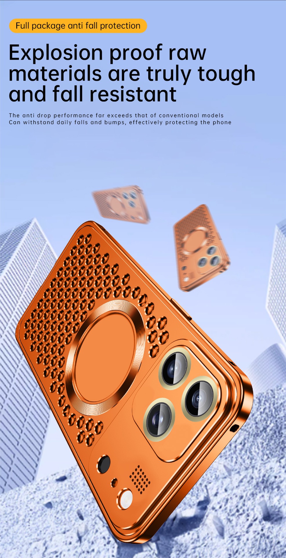 Super Cool Heat Dissipation Anti-fall Metal Magnetic Phone Case