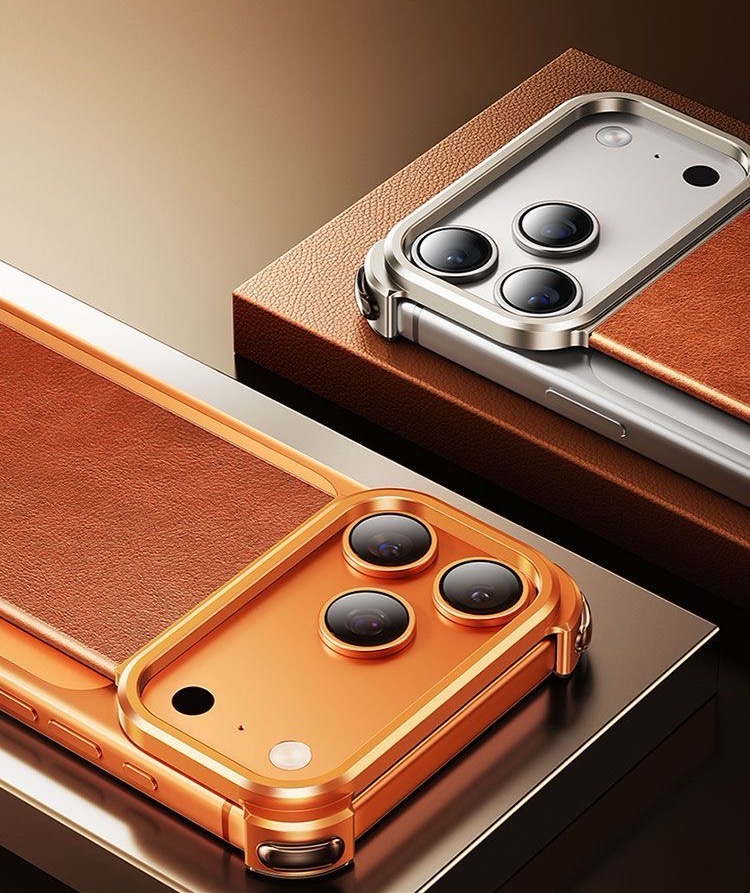 Metal Leather Hidden Bracket Magnetic Mobile Phone Case